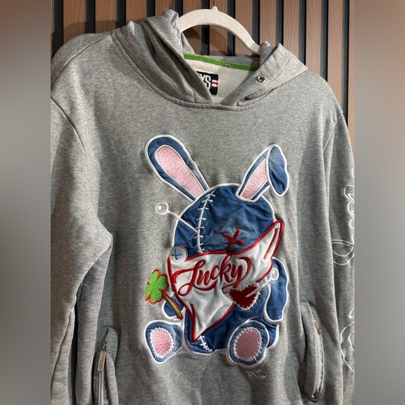 BKYS Gray and White Hooded sweatshirt Sz S Unisex - Picture 3 of 8